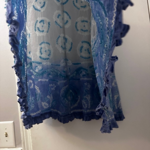 ECI Women’s Blue Ombre Silk Skirt Size 10, Sequin Embroidered Boho A-Line Skirt - Picture 5 of 10